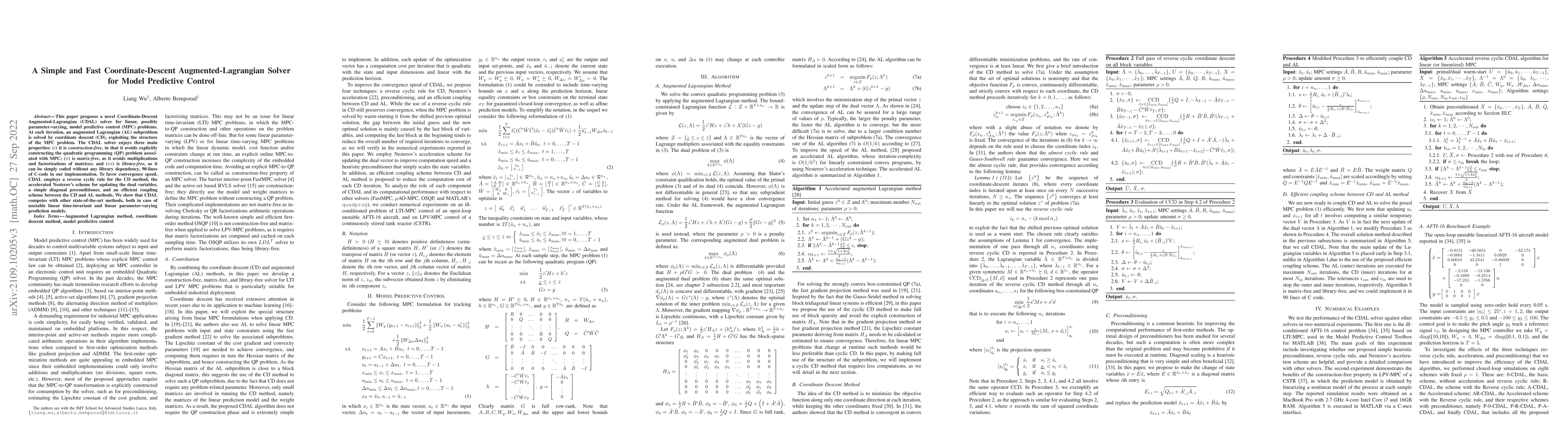 Thumbnail for A Simple and Fast Coordinate-Descent Augmented-Lagrangian Solver for
  Model Predictive Control