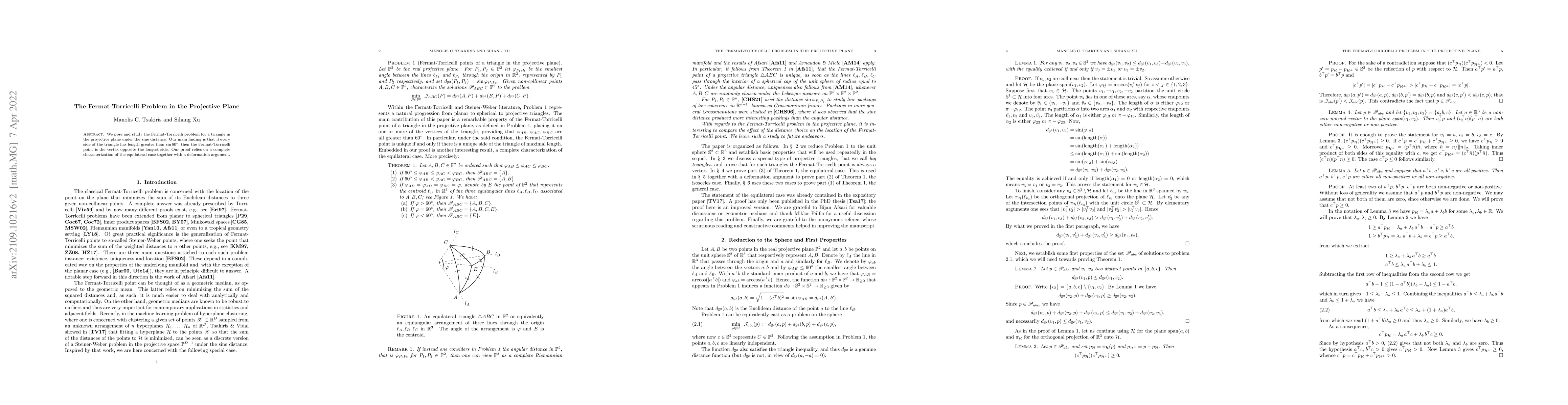 Thumbnail for The Fermat-Torricelli Problem in the Projective Plane