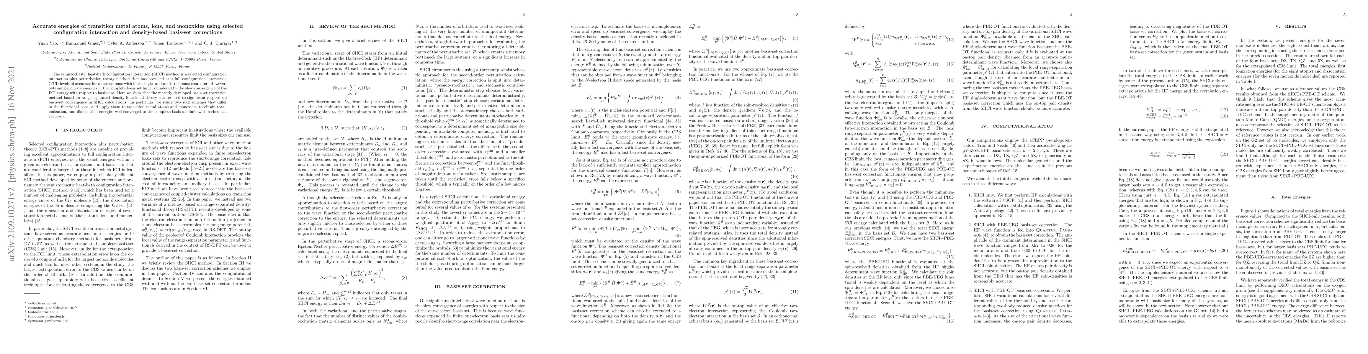 Thumbnail for Accurate energies of transition metal atoms, ions, and monoxides using
  selected configuration interaction and density-based basis-set corrections