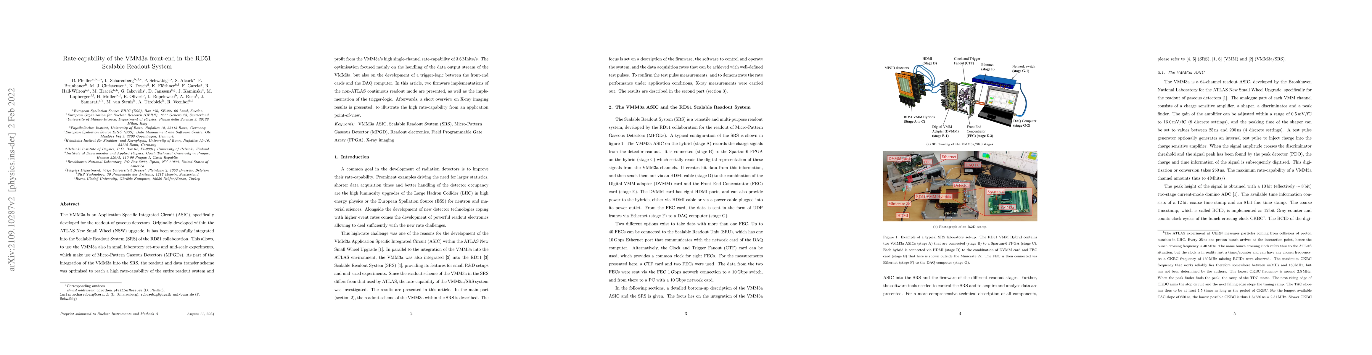Thumbnail for Rate-capability of the VMM3a Front End in the RD51 Scalable Readout
  System
