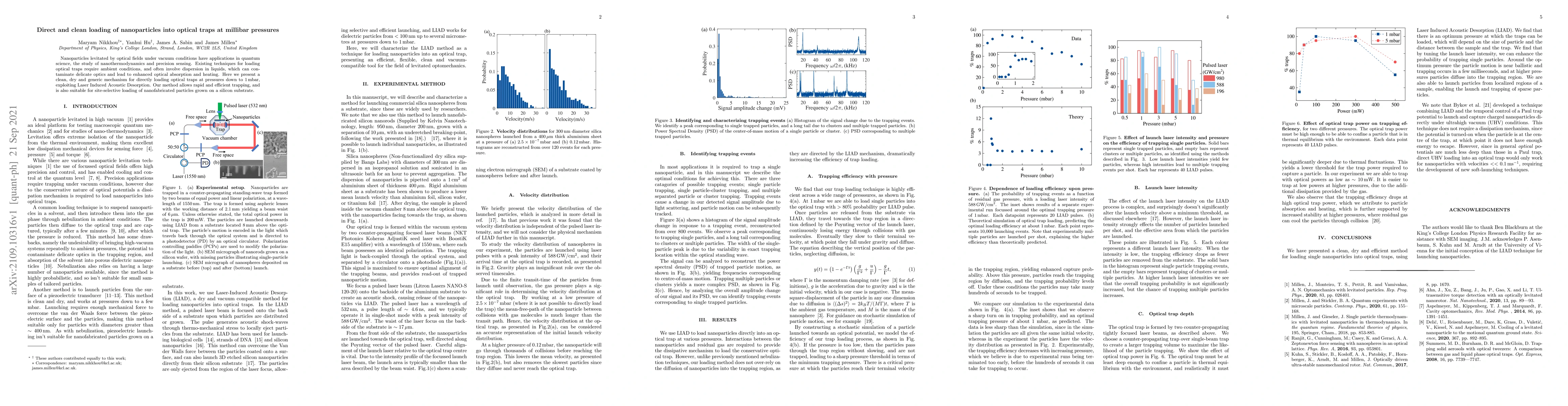 Thumbnail for Direct and clean loading of nanoparticles into optical traps at millibar
  pressures