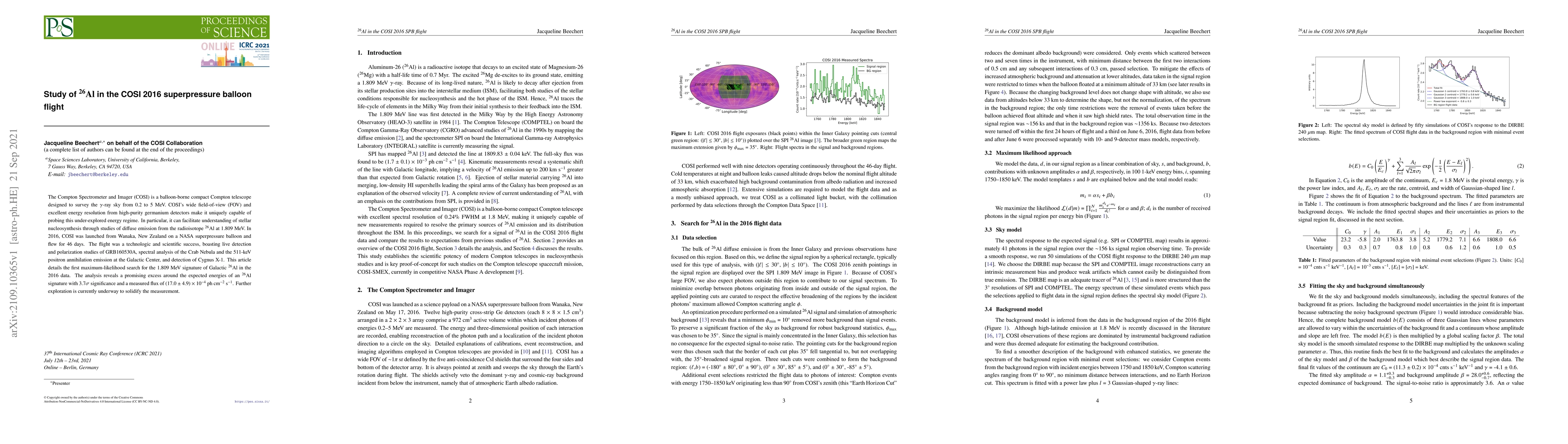 Thumbnail for Study of $\mathrm{^{26}Al}$ in the COSI 2016 superpressure balloon
  flight