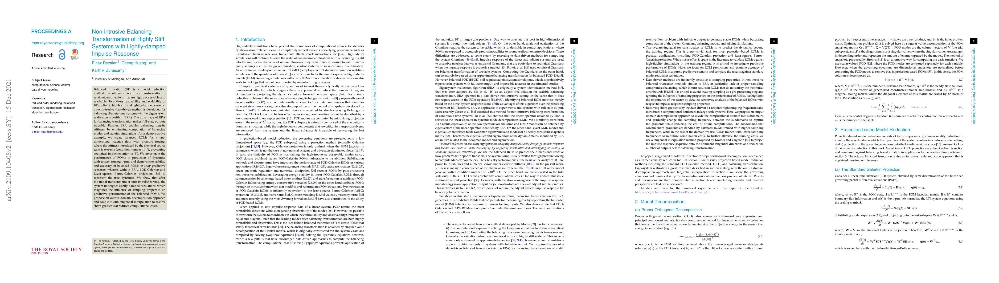 Thumbnail for Non-intrusive Balancing Transformation of Highly Stiff Systems with
  Lightly-damped Impulse Response