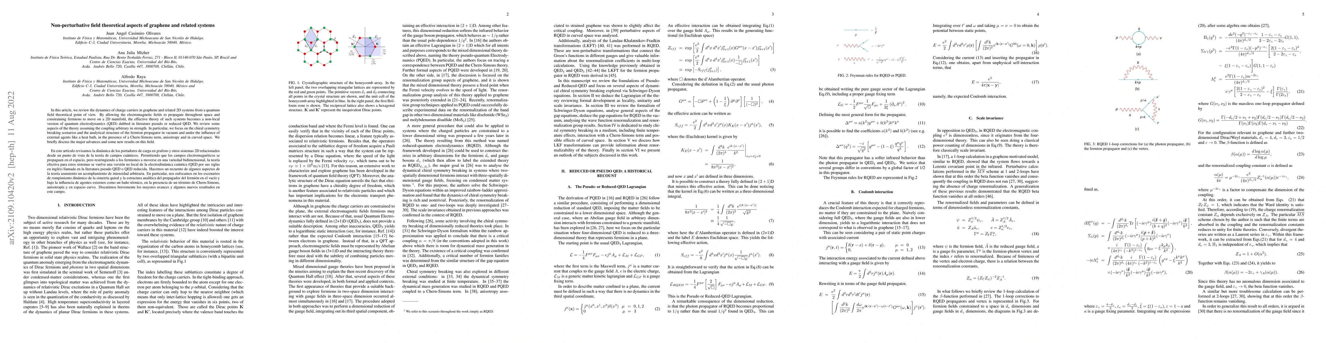 Thumbnail for Non-perturbative field theoretical aspects of graphene and related
  systems