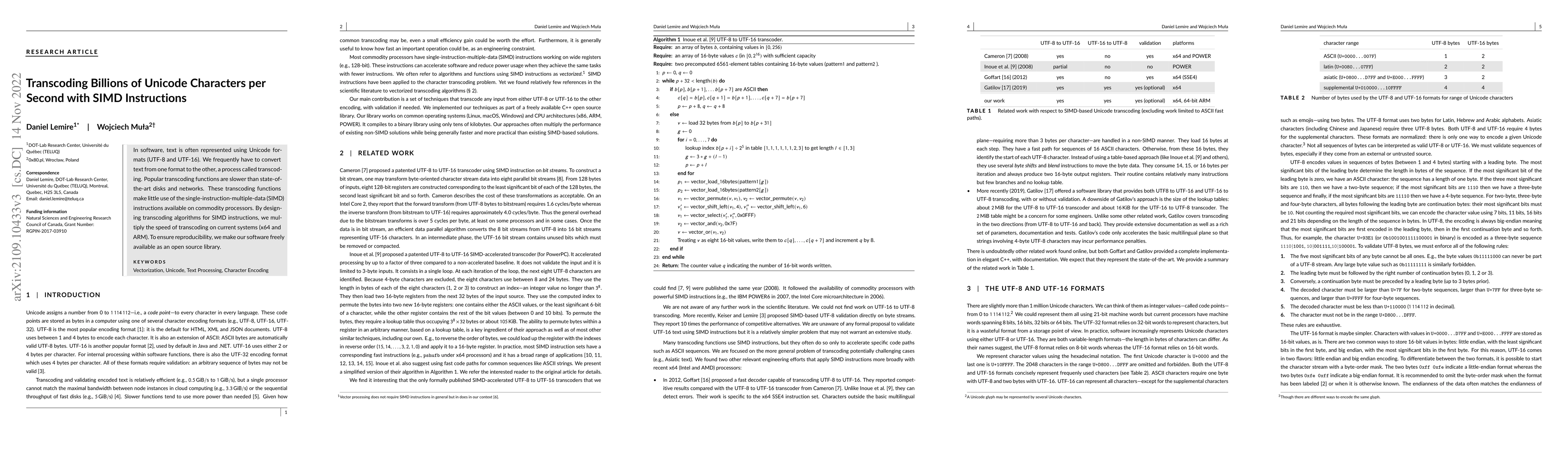 Thumbnail for Transcoding Billions of Unicode Characters per Second with SIMD
  Instructions