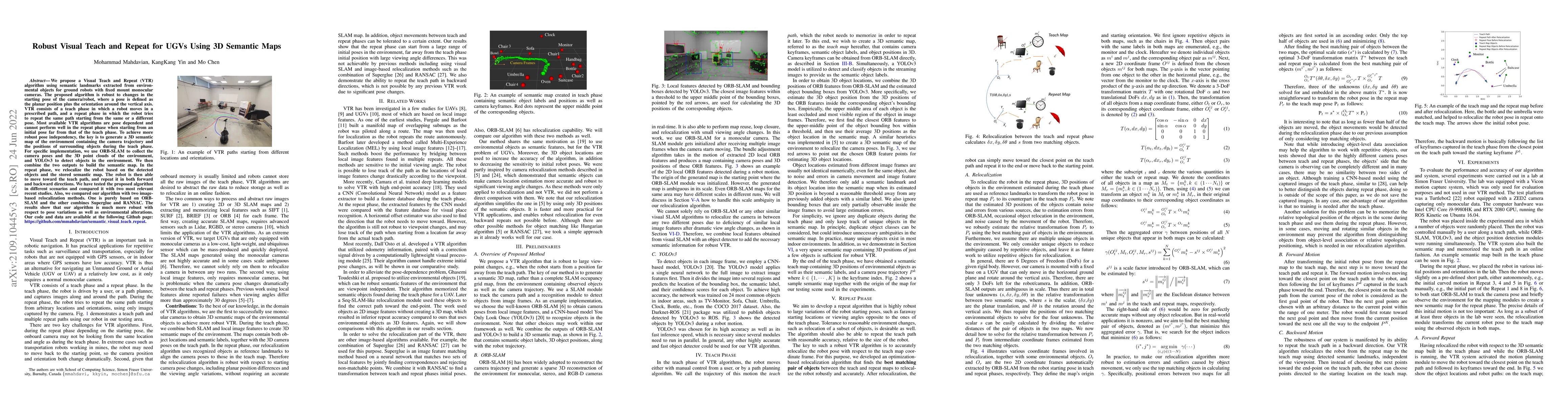 Thumbnail for Robust Visual Teach and Repeat for UGVs Using 3D Semantic Maps