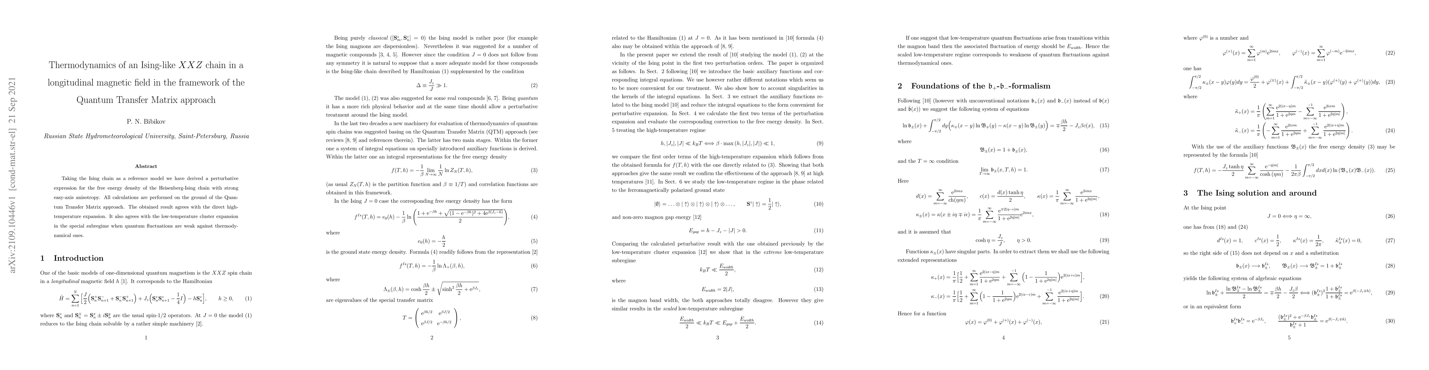 Thumbnail for Thermodynamics of an Ising-like XXZ chain in a longitudinal magnetic
  field in the framework of the Quantum Transfer Matrix approach