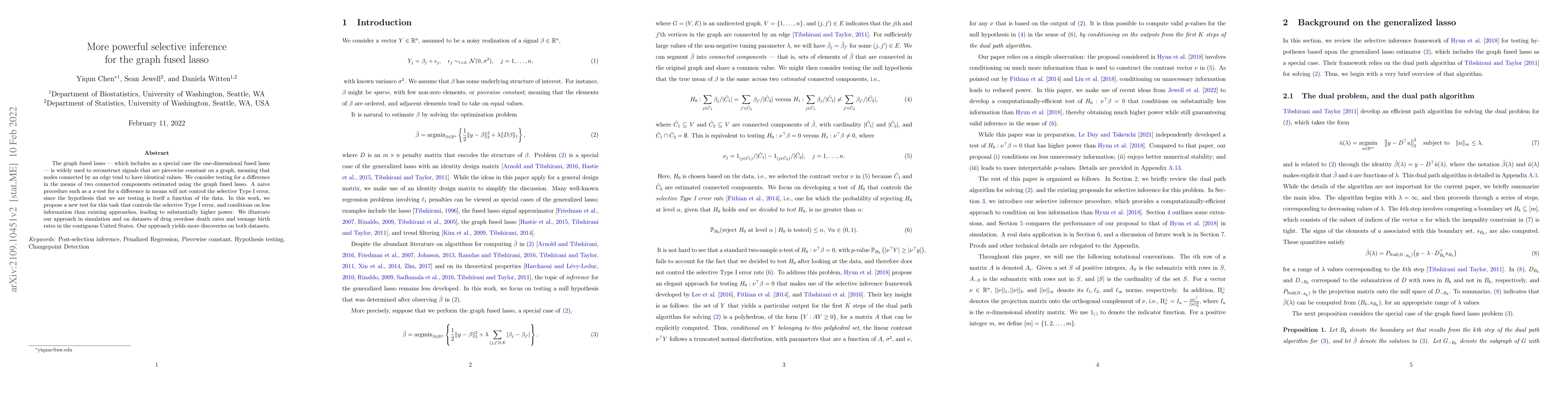 Thumbnail for More powerful selective inference for the graph fused lasso