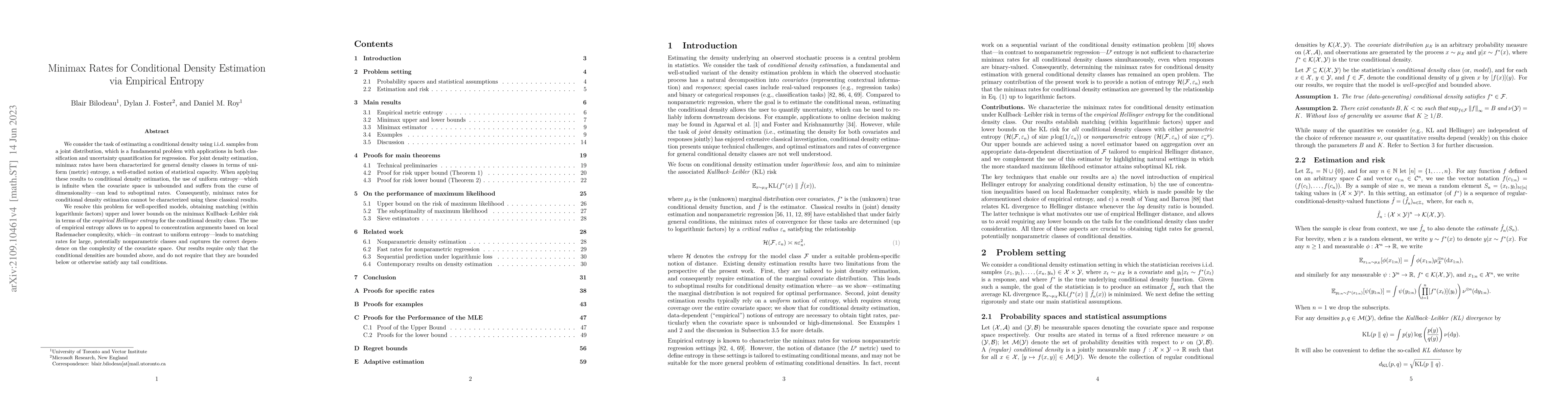 Thumbnail for Minimax Rates for Conditional Density Estimation via Empirical Entropy