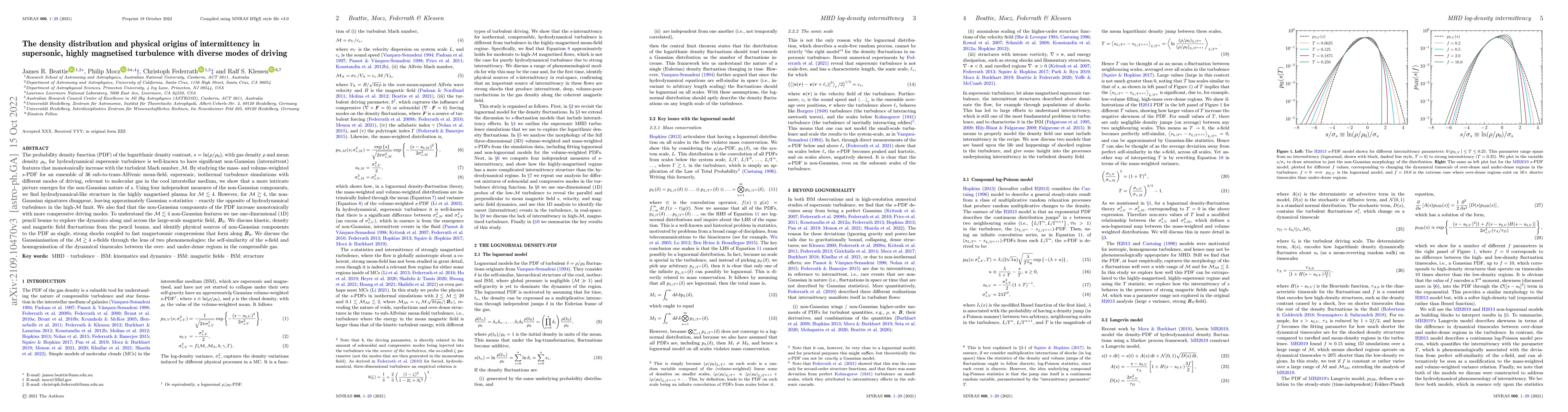 Thumbnail for The density distribution and physical origins of intermittency in
  supersonic, highly magnetised turbulence with diverse modes of driving