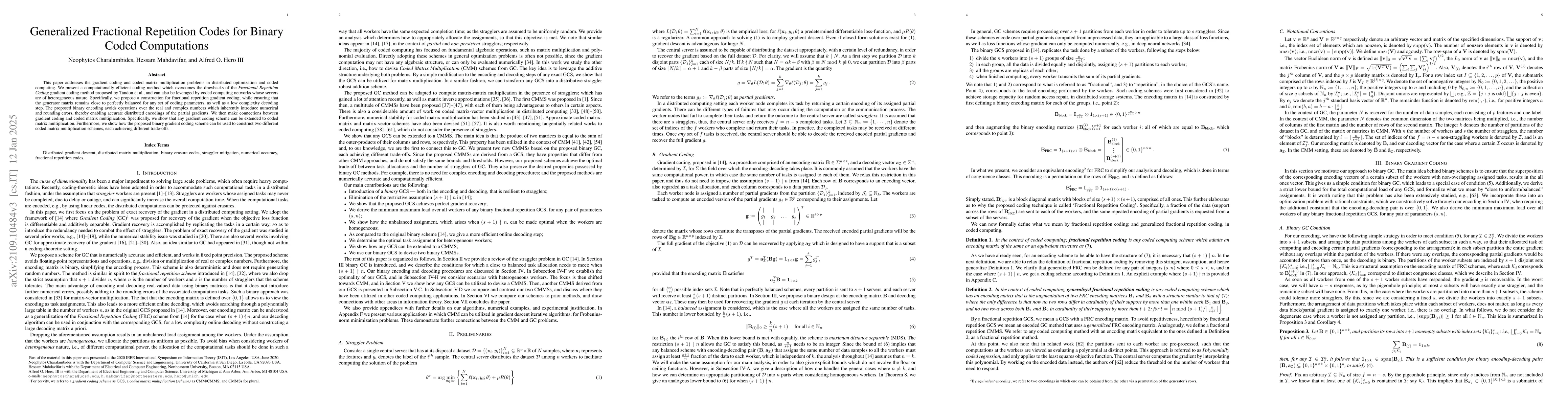 Thumbnail for Generalized Fractional Repetition Codes for Binary Coded Computations