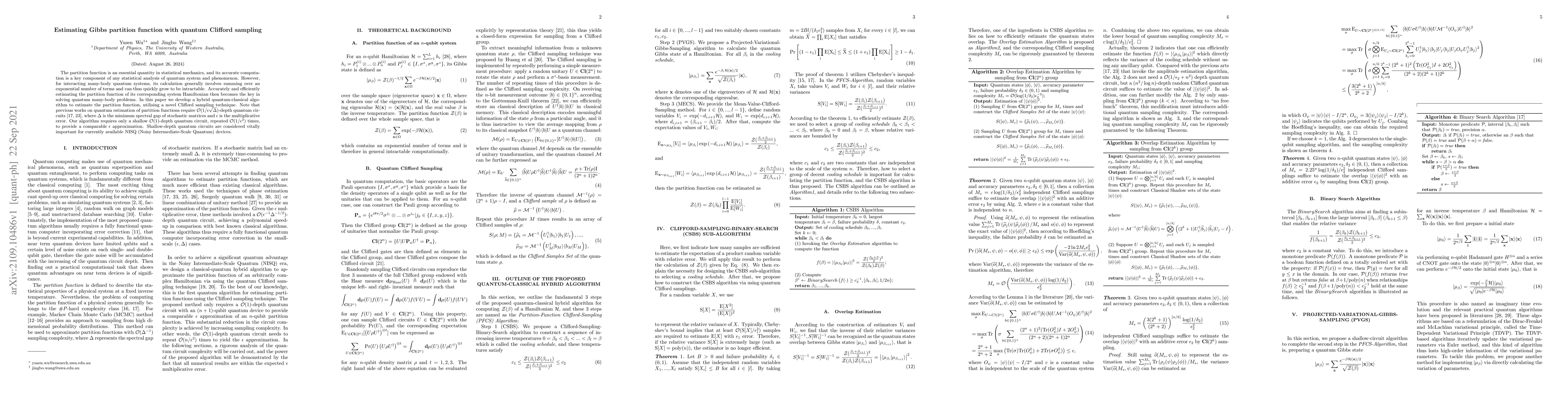 Thumbnail for Estimating Gibbs partition function with quantumClifford sampling