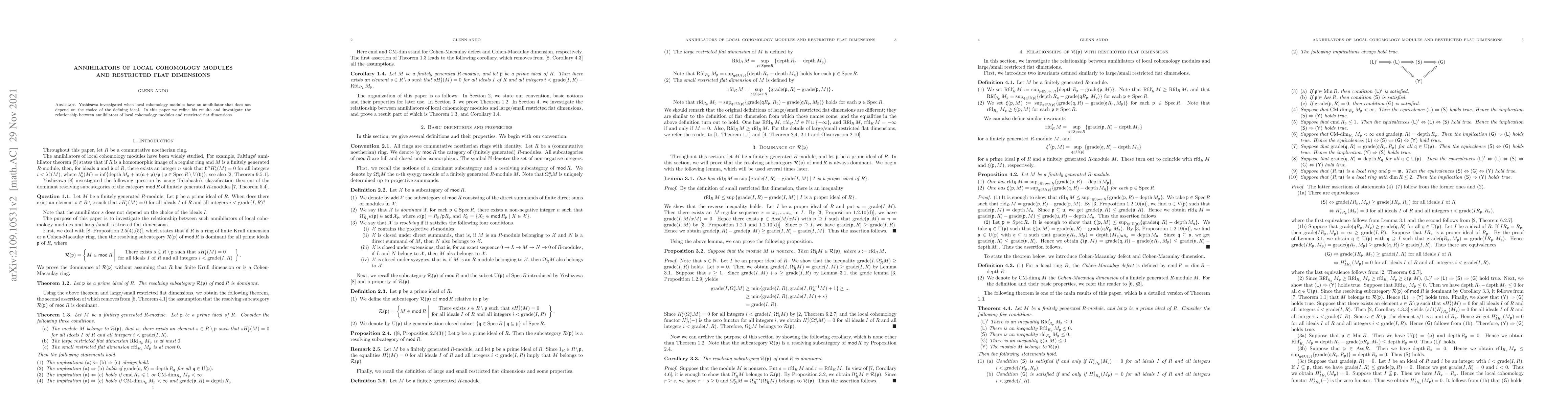 Thumbnail for Annihilators of local cohomology modules and restricted flat dimensions