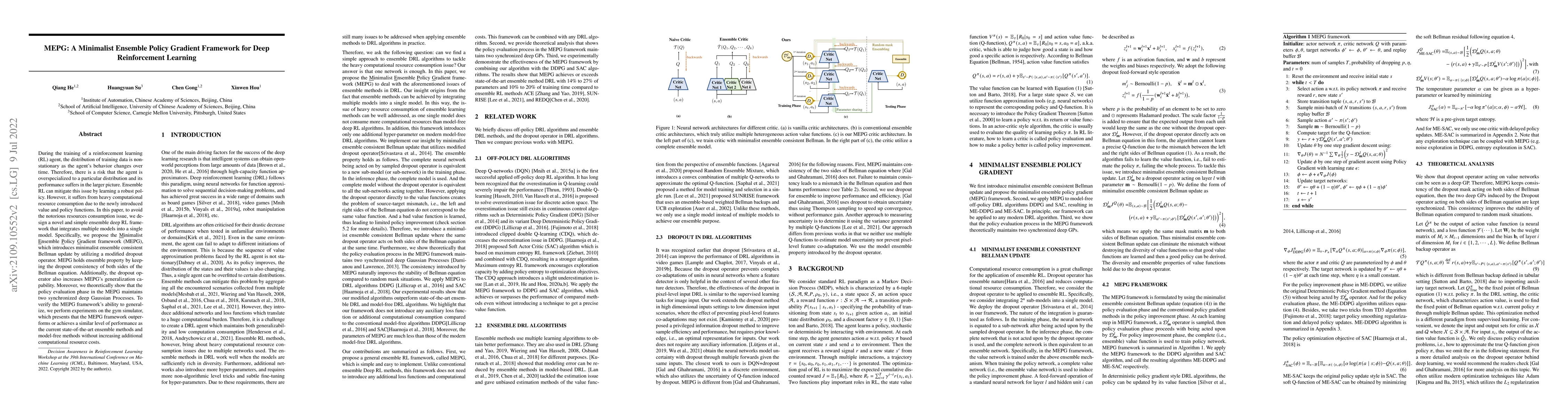 Thumbnail for MEPG: A Minimalist Ensemble Policy Gradient Framework for Deep
  Reinforcement Learning