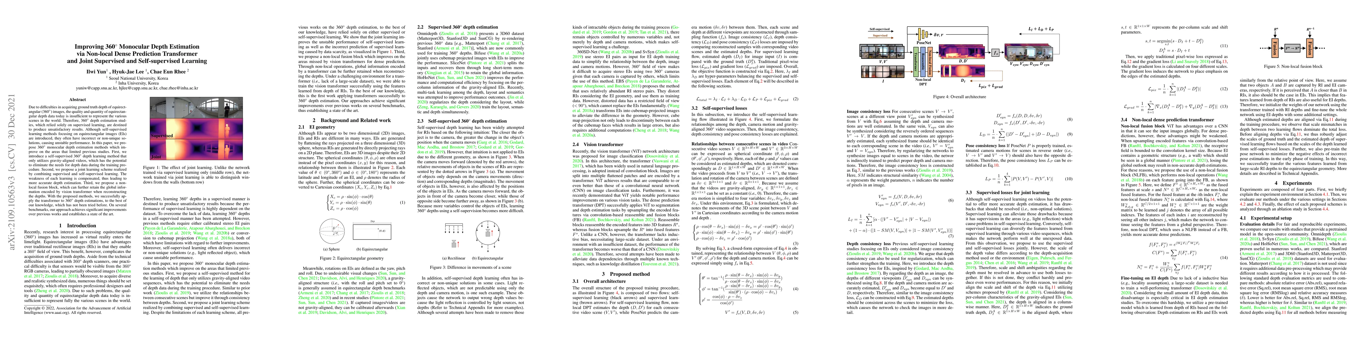 Thumbnail for Improving 360 Monocular Depth Estimation via Non-local Dense Prediction
  Transformer and Joint Supervised and Self-supervised Learning