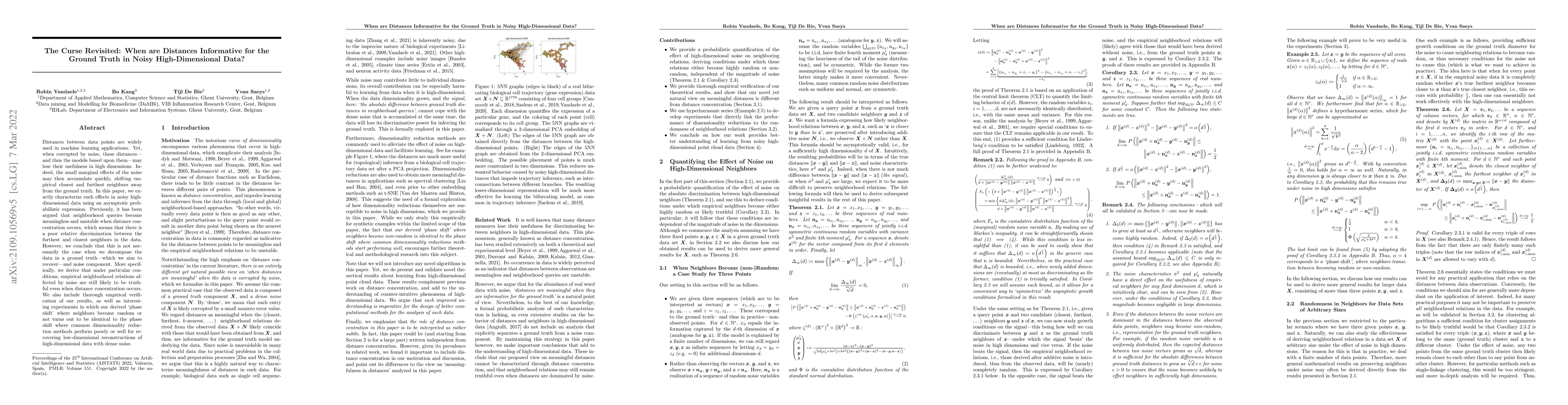 Thumbnail for The Curse Revisited: When are Distances Informative for the Ground Truth
  in Noisy High-Dimensional Data?