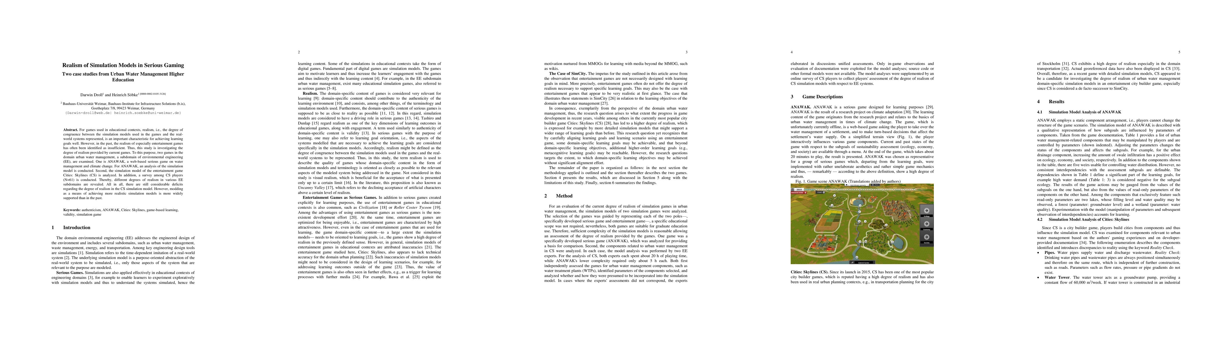 Thumbnail for Realism of Simulation Models in Serious Gaming: Two case studies from
  Urban Water Management Higher Education