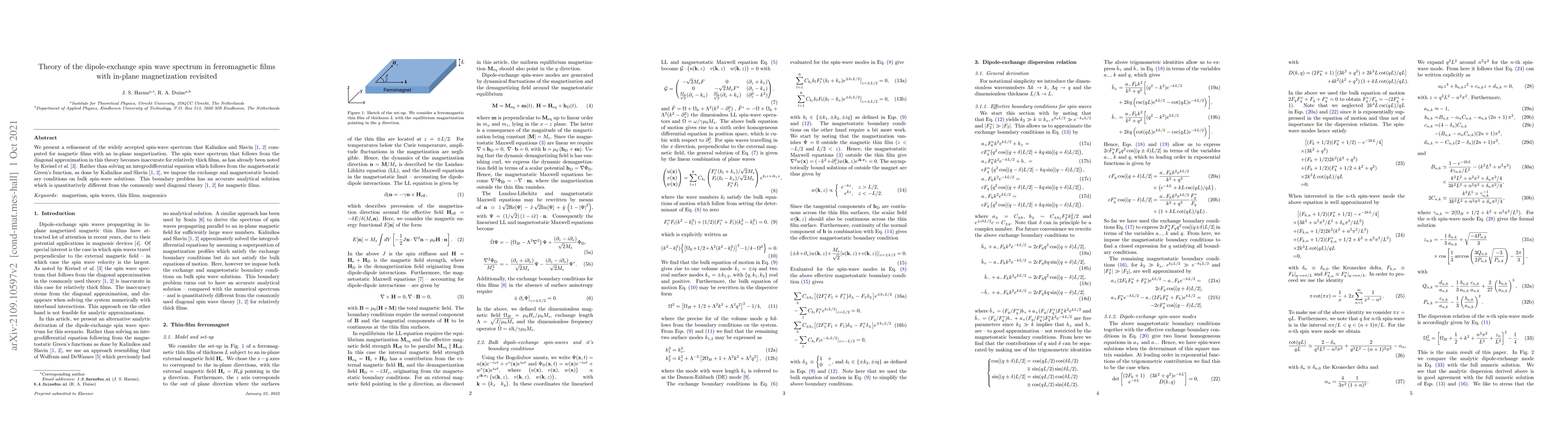 Thumbnail for Theory of the dipole-exchange spin wave spectrum in ferromagnetic films
  with in-plane magnetization revisited