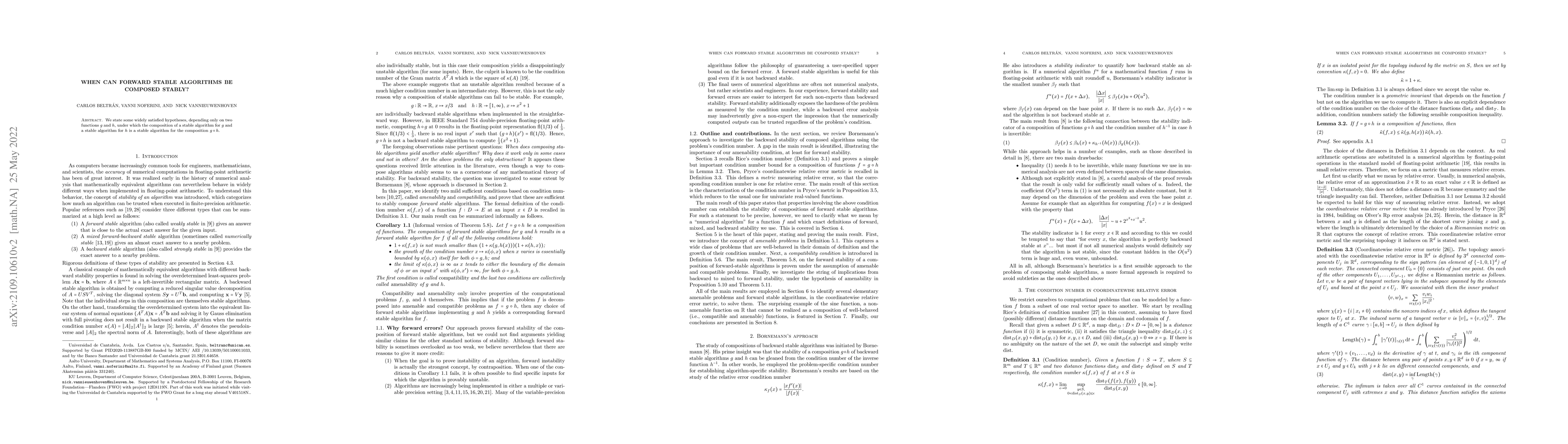Thumbnail for When can forward stable algorithms be composed stably?