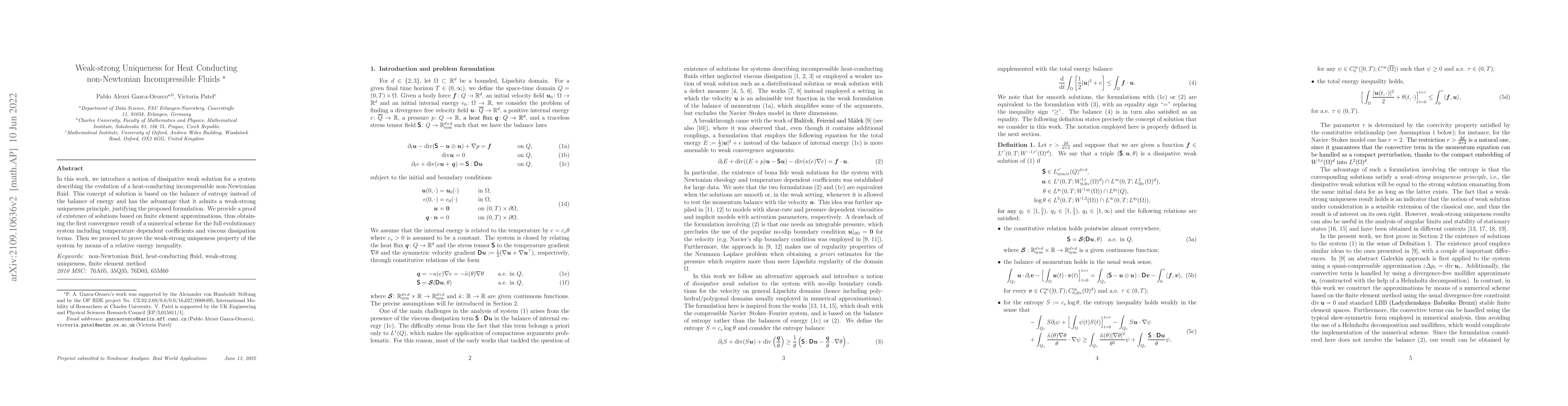Thumbnail for Weak-strong Uniqueness for Heat Conducting non-Newtonian Incompressible
  Fluids