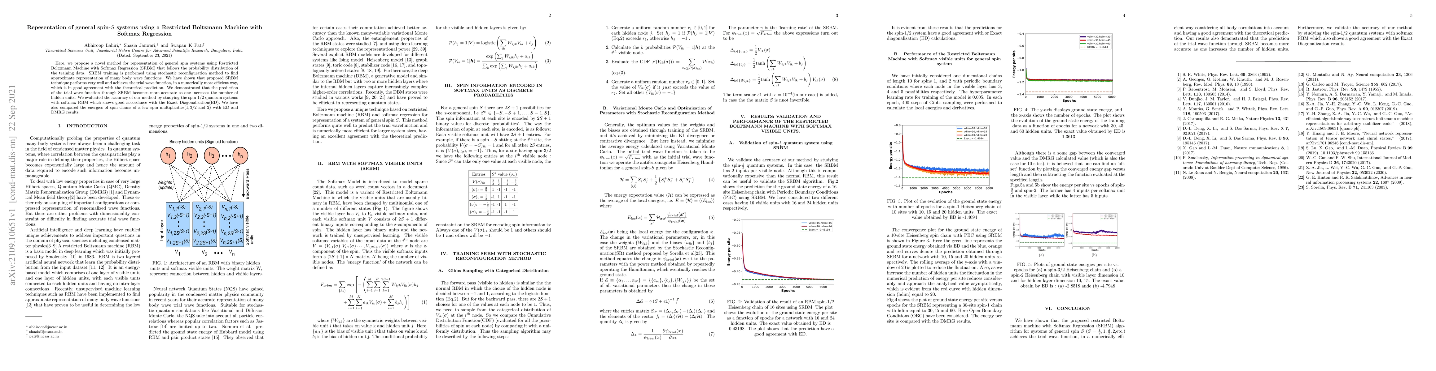 Thumbnail for Repesentation of general spin-$S$ systems using a Restricted Boltzmann
  Machine with Softmax Regression