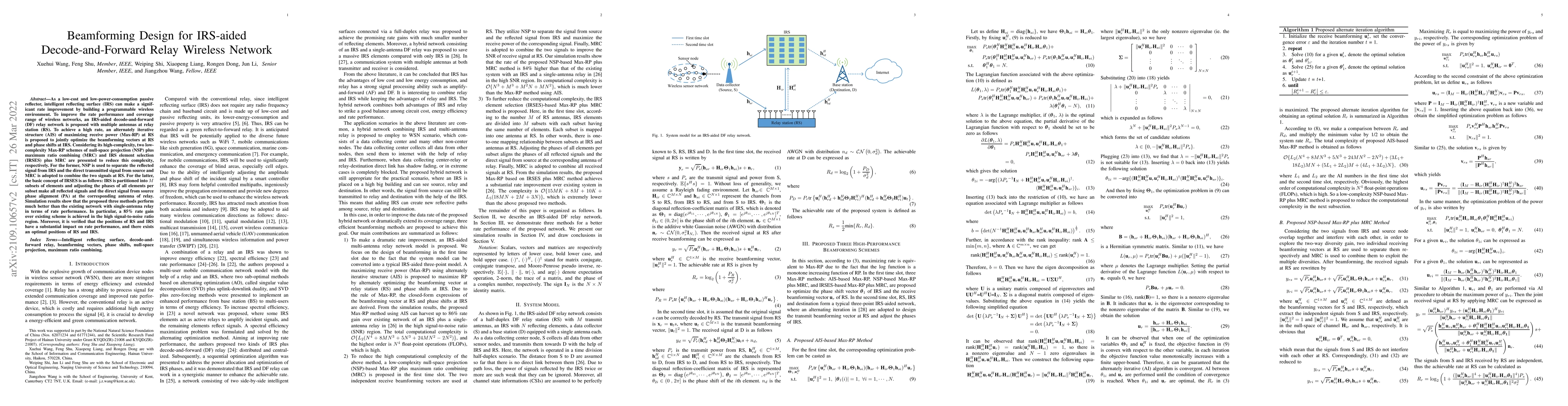 Thumbnail for Beamforming Design for IRS-Aided Decode-and-Forward Relay Wireless
  Network