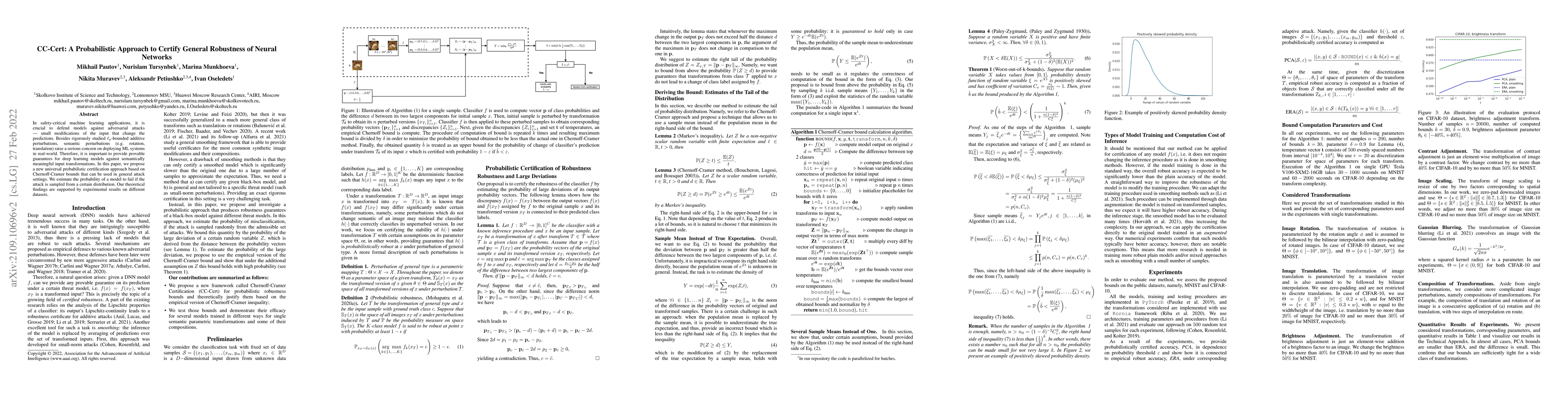 Thumbnail for CC-Cert: A Probabilistic Approach to Certify General Robustness of
  Neural Networks