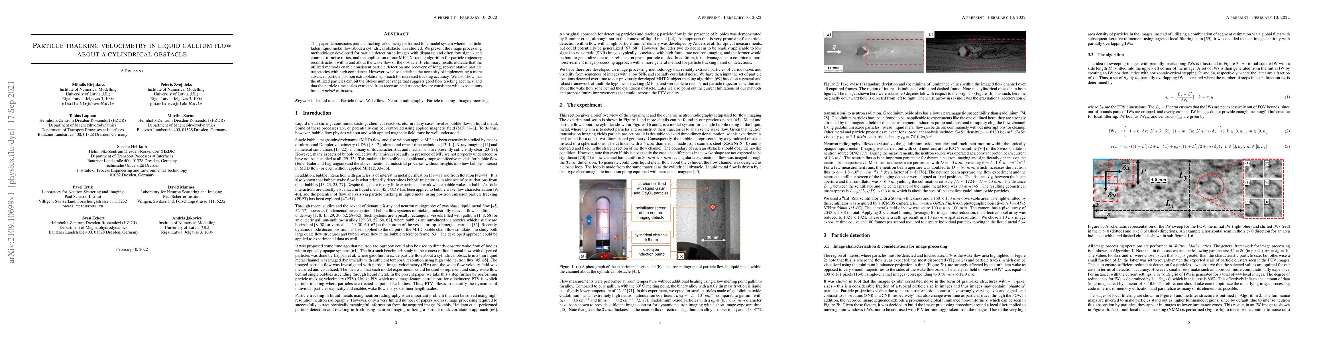 Thumbnail for Particle tracking velocimetry in liquid gallium flow about a cylindrical
  obstacle