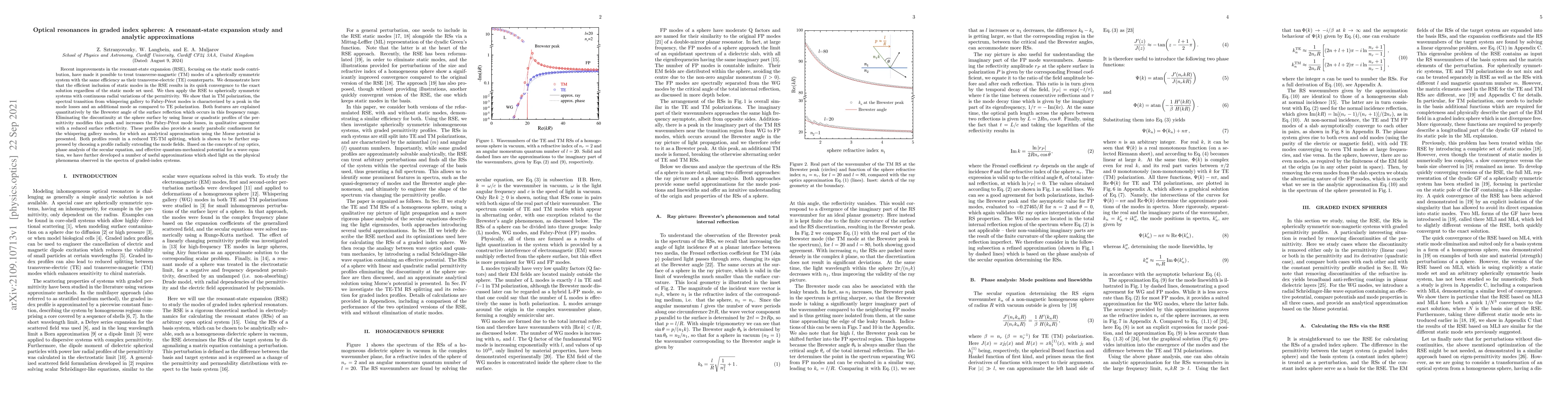 Thumbnail for Optical resonances in graded index spheres: A resonant-state expansion
  study and analytic approximations
