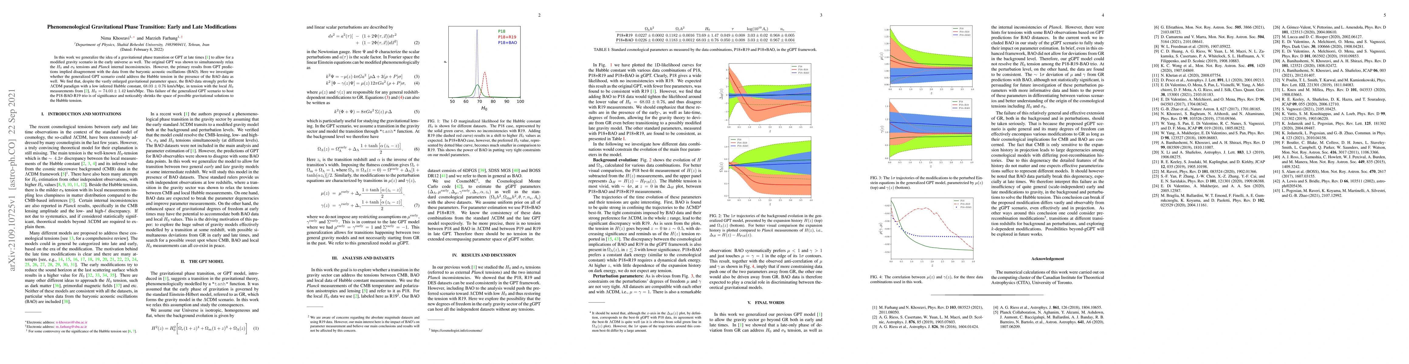 Thumbnail for Phenomenological Gravitational Phase Transition: Early and Late
  Modifications