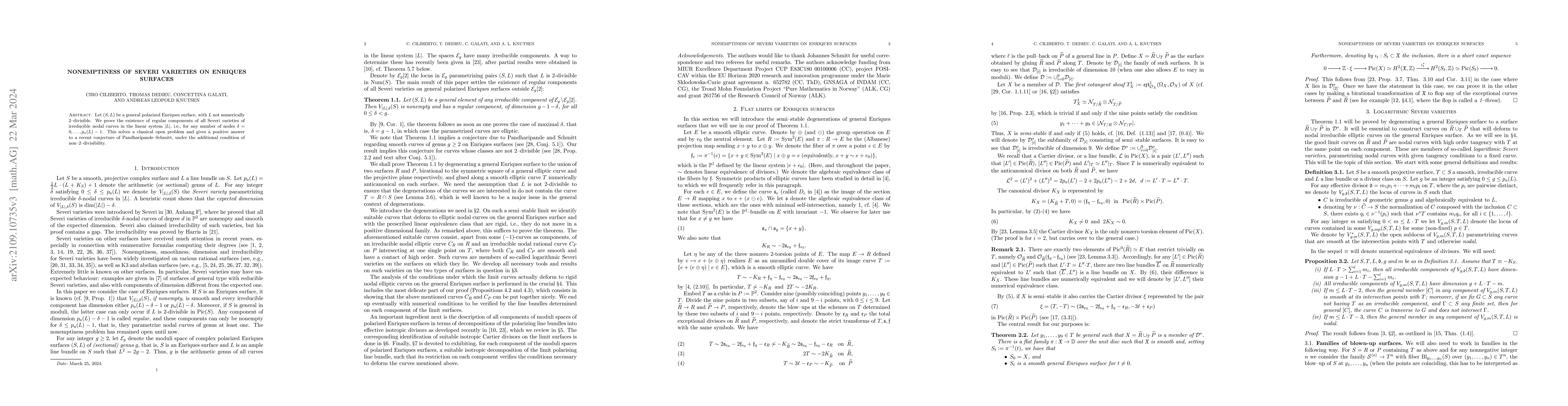 Thumbnail for Nonemptiness of Severi varieties on Enriques surfaces