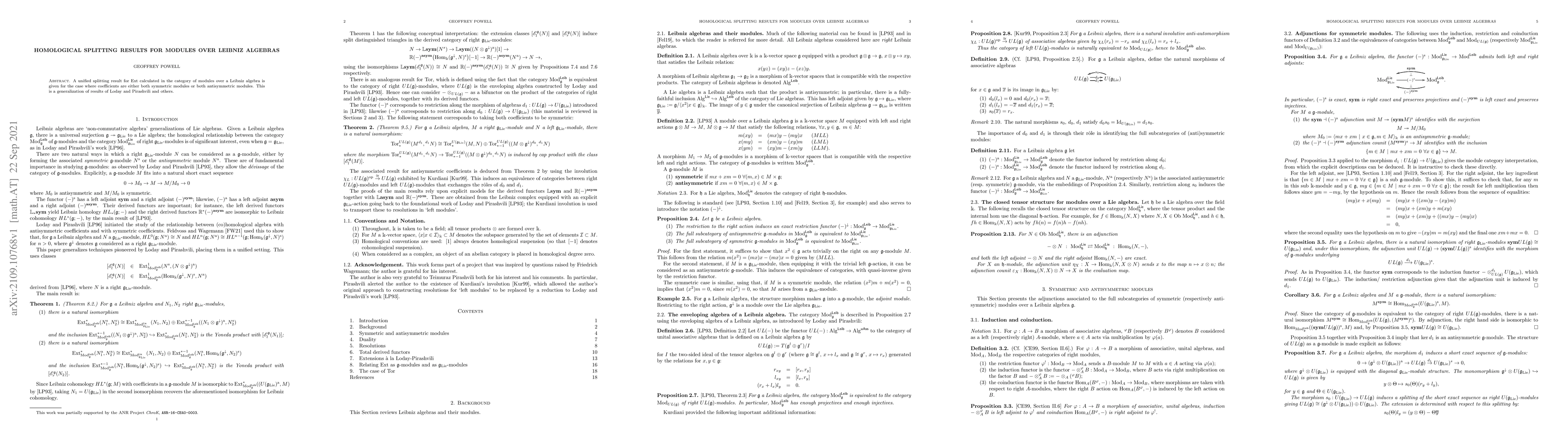 Thumbnail for Homological splitting results for modules over Leibniz algebras