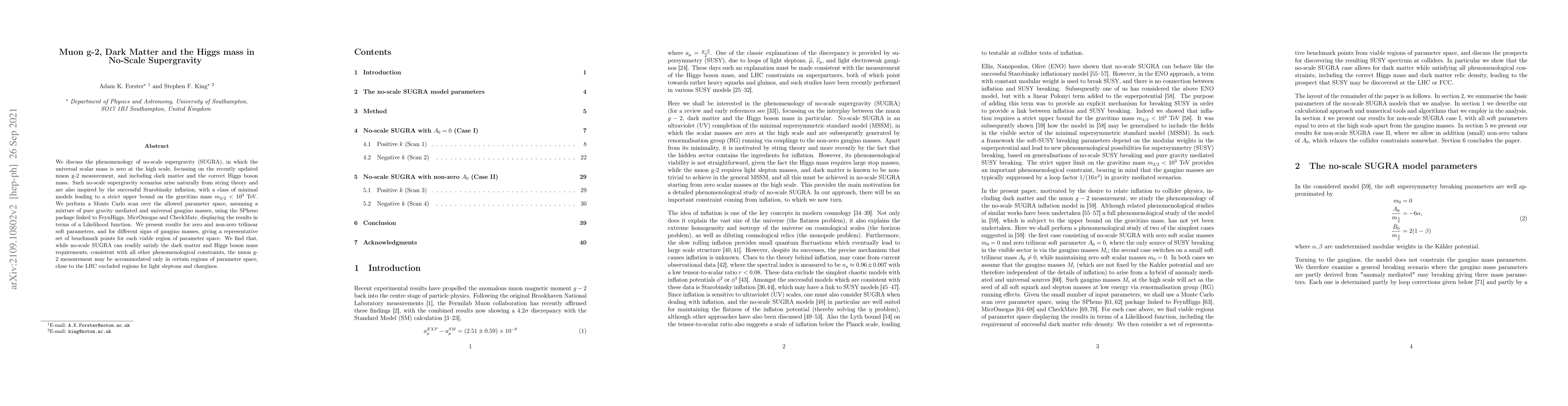Thumbnail for Muon g-2, Dark Matter and the Higgs mass in No-Scale Supergravity