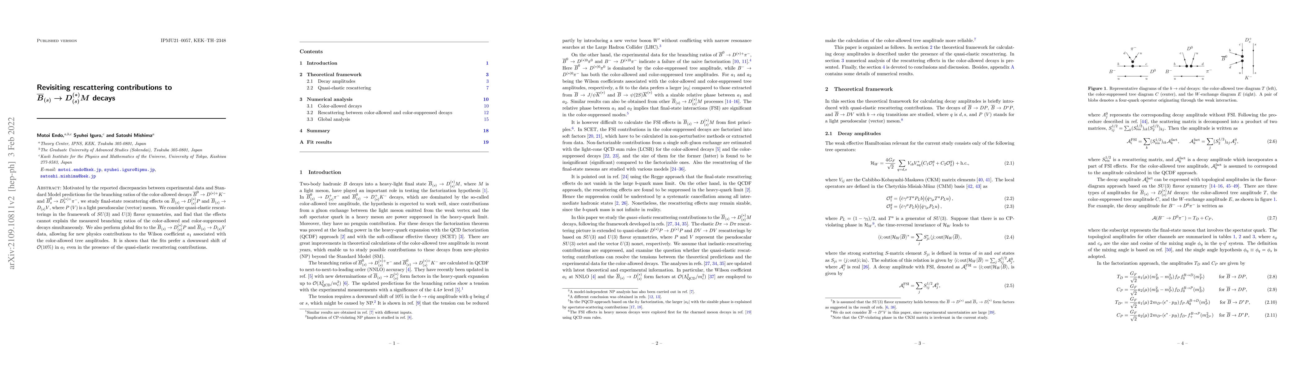 Thumbnail for Revisiting rescattering contributions to $\overline{B}_{(s)}\to
  D^{(*)}_{(s)} M$ decays