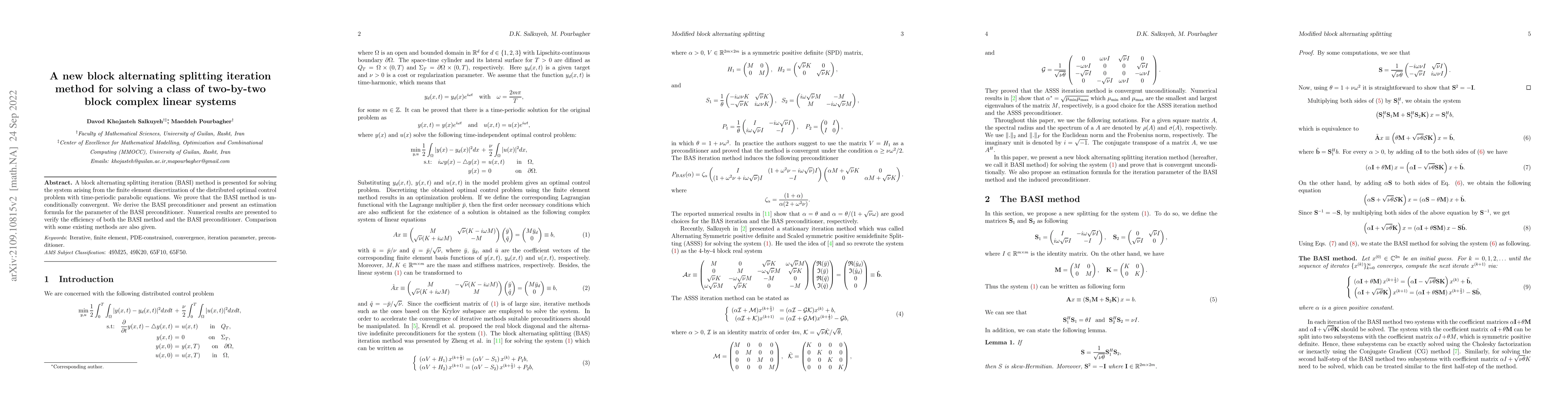 Thumbnail for A new block alternating splitting iteration method for solving a class
  of two-by-two block complex linear systems