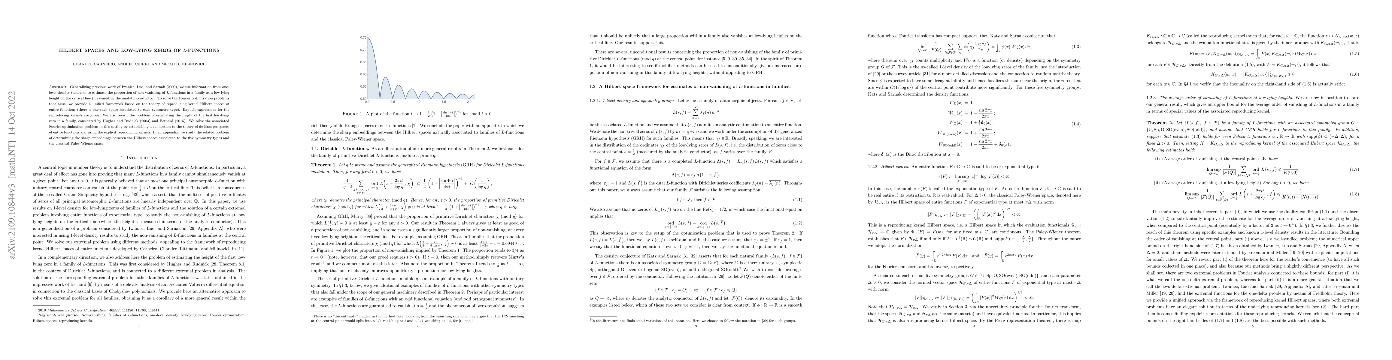 Thumbnail for Hilbert spaces and low-lying zeros of L-functions