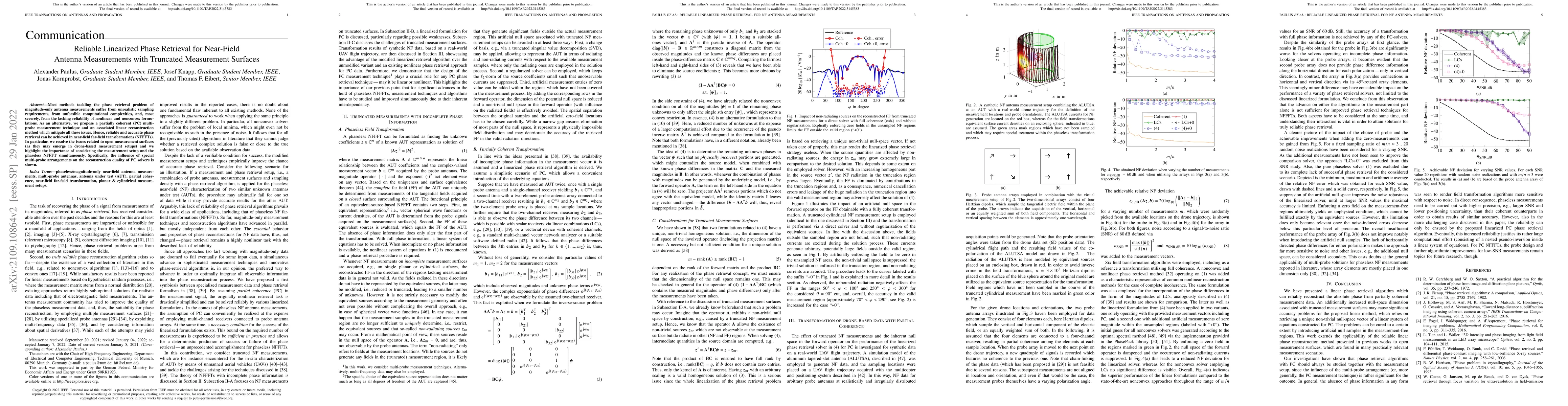 Thumbnail for Reliable Linearized Phase Retrieval for Near-Field Antenna Measurements
  with Truncated Measurement Surfaces