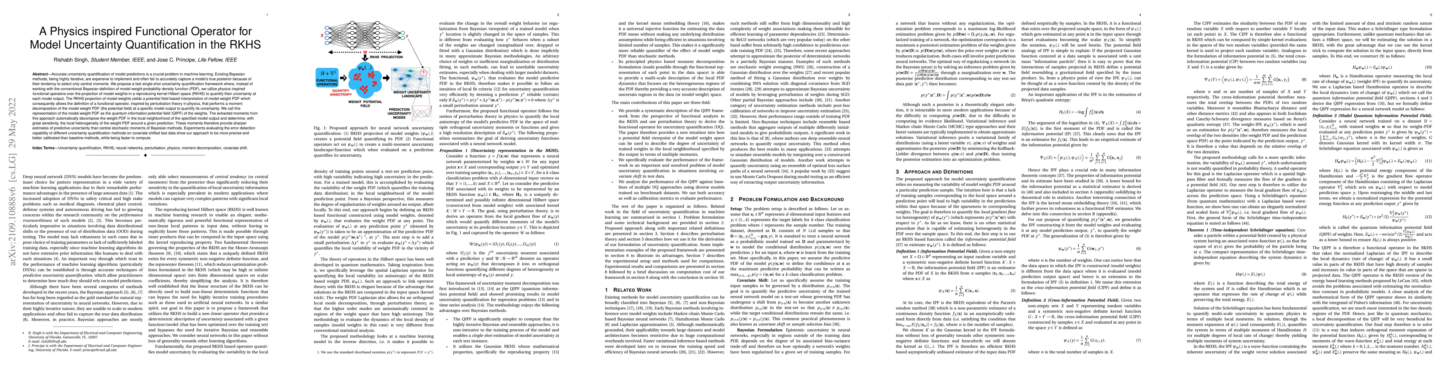 Thumbnail for A Physics inspired Functional Operator for Model Uncertainty
  Quantification in the RKHS