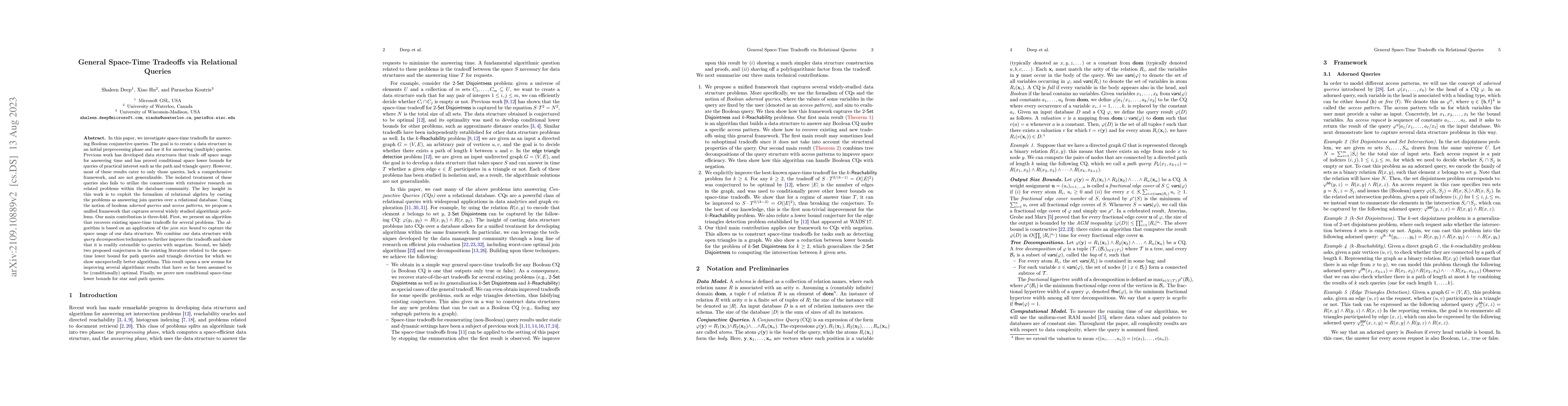 Thumbnail for General Space-Time Tradeoffs via Relational Queries