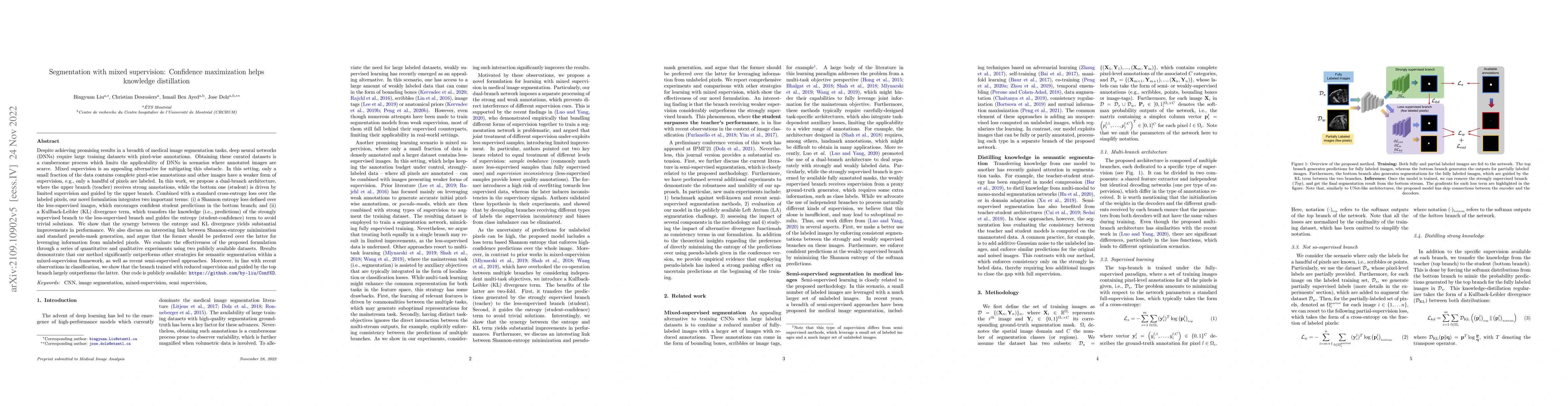 Thumbnail for Segmentation with mixed supervision: Confidence maximization helps
  knowledge distillation