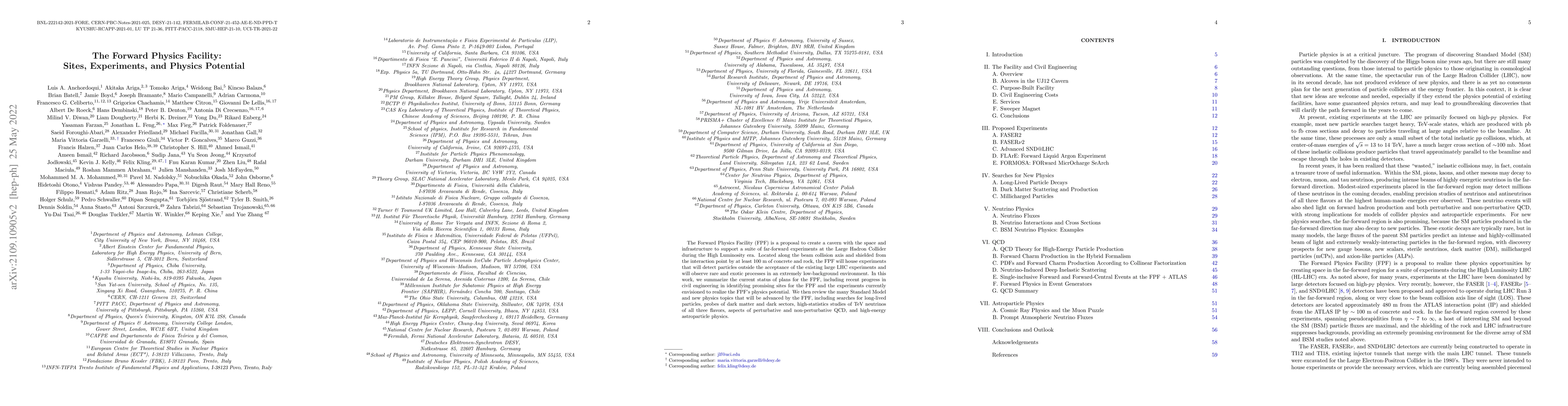 Thumbnail for The Forward Physics Facility: Sites, Experiments, and Physics Potential