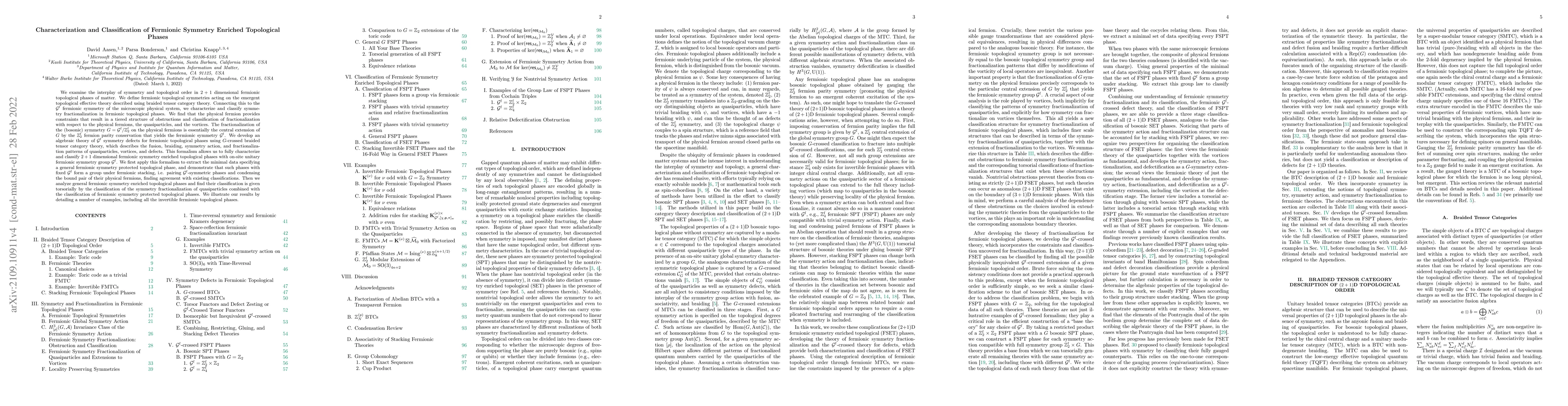 Thumbnail for Characterization and Classification of Fermionic Symmetry Enriched
  Topological Phases