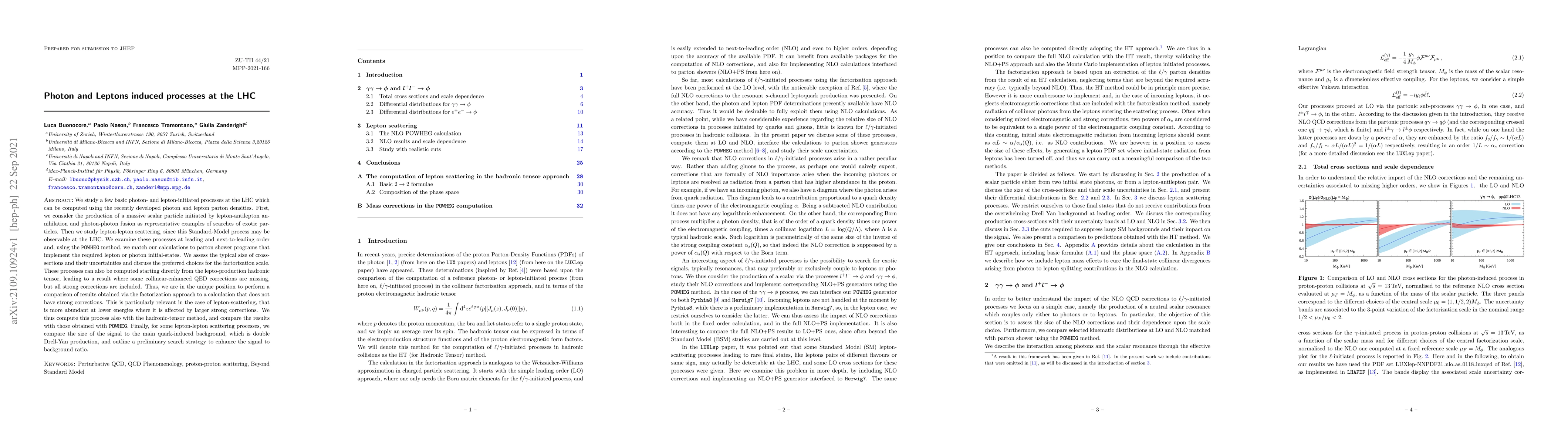 Thumbnail for Photon and Leptons induced processes at the LHC