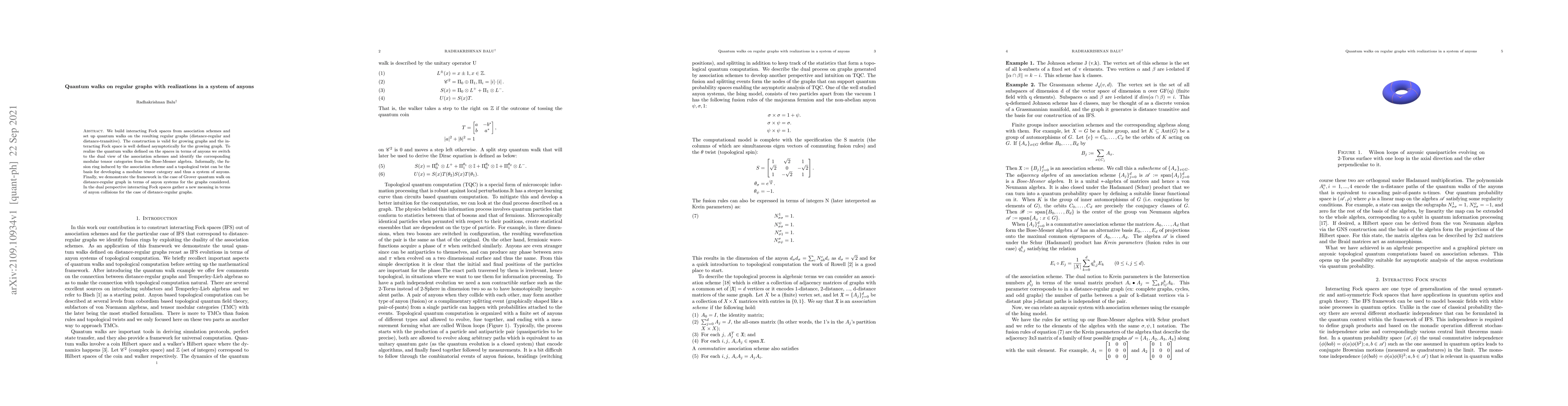 Thumbnail for Quantum walks on regular graphs with realizations in a system of anyons