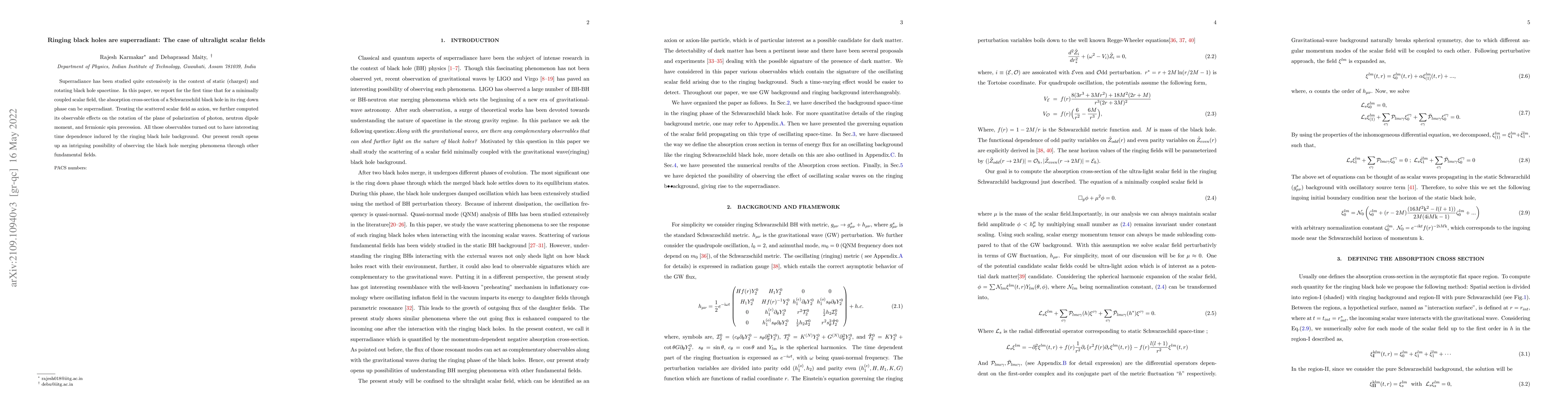Thumbnail for Ringing Black Hole is Superradiant: Ultra-light Scalar Field