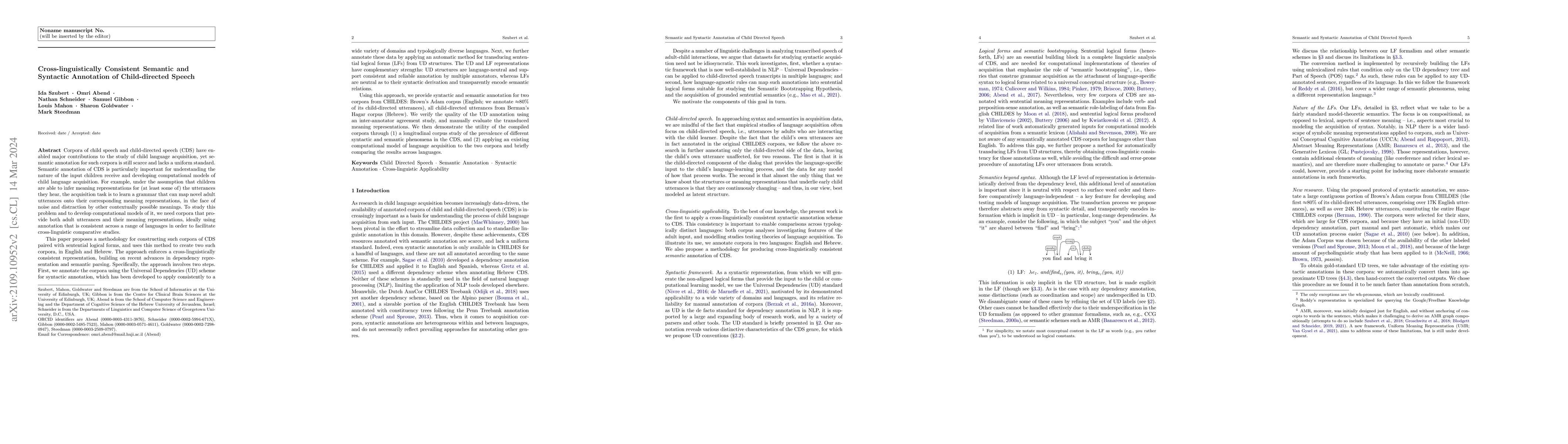 Thumbnail for Cross-linguistically Consistent Semantic and Syntactic Annotation of
  Child-directed Speech