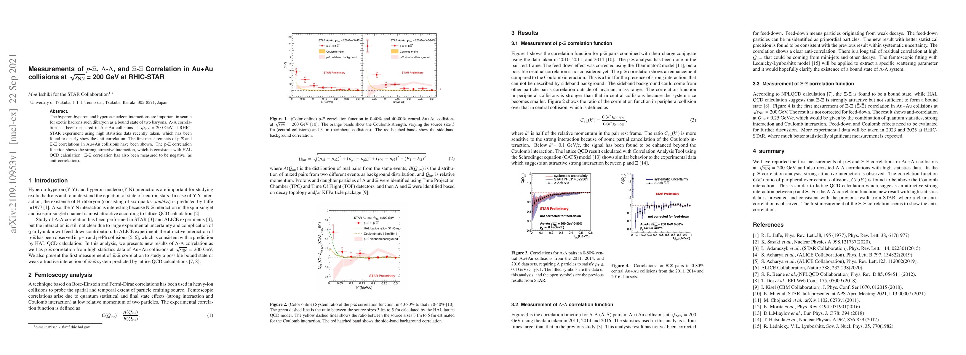 Thumbnail for Measurements of $p$-$\Xi$, $\Lambda$-$\Lambda$, and $\Xi$-$\Xi$
  Correlation in Au+Au collisions at $\sqrt{s_{\rm{NN}}}$ = 200 GeV at
  RHIC-STAR