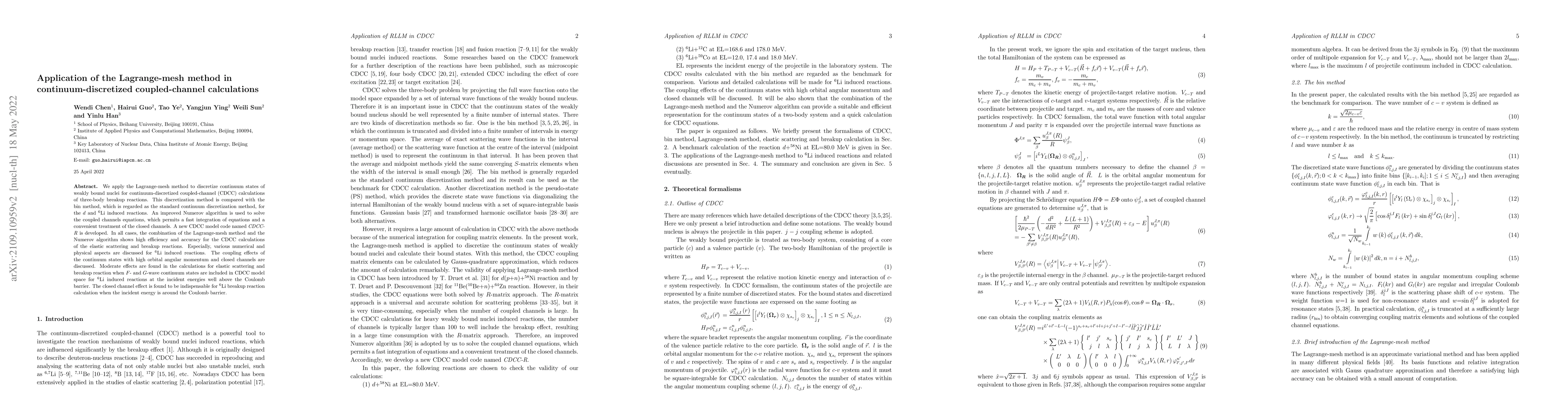 Thumbnail for Application of the Lagrange mesh method in continuum-discretized
  coupled-channels calculations