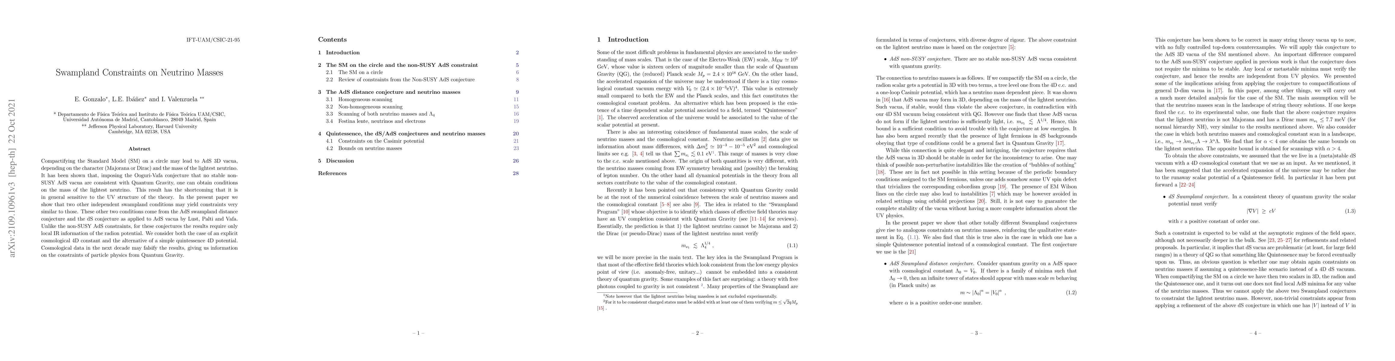 Thumbnail for Swampland Constraints on Neutrino Masses