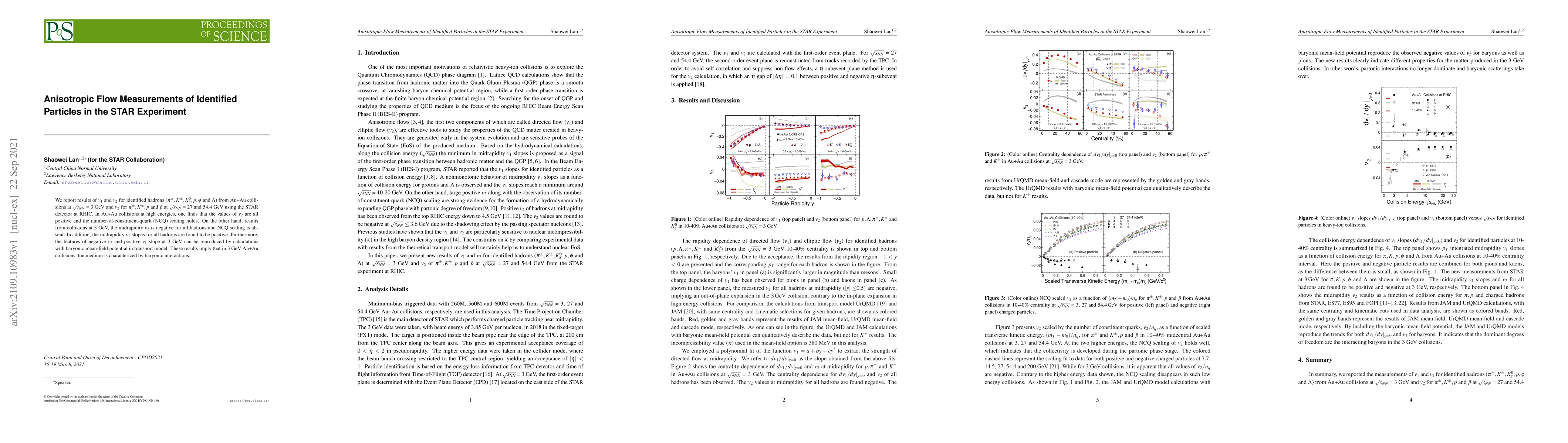 Thumbnail for Anisotropic Flow Measurements of Identified Particles in the STAR
  Experiment